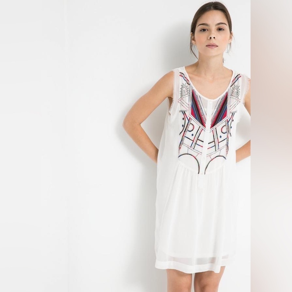 Mango Casual White Dress Sz S